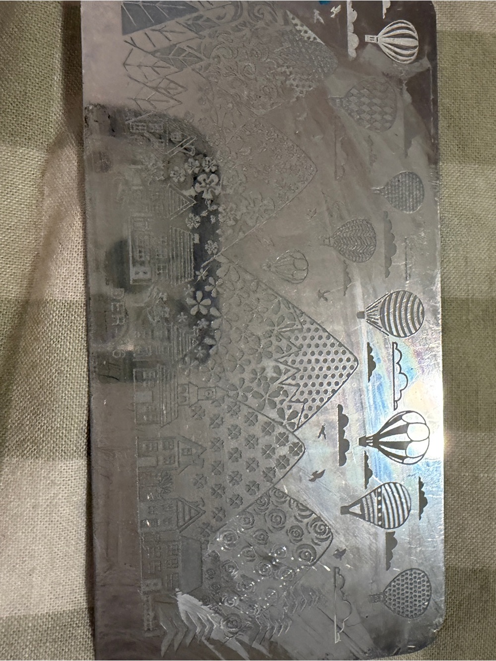 Metal Nail Art Stamping Plate - Hot Air Balloon & Pattern Designs